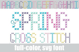Spring Cross Stitch Font for Creative Embroidery Projects